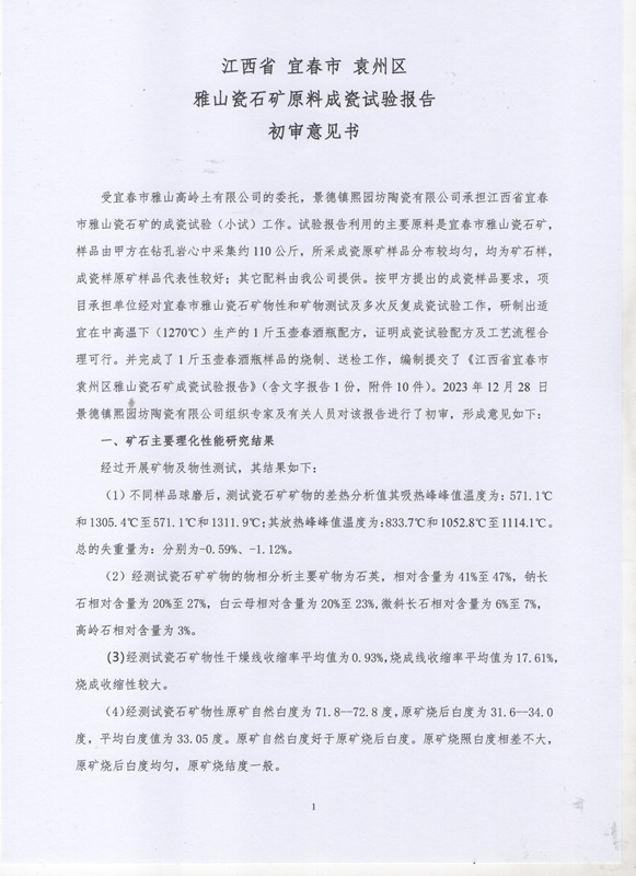 雅山瓷石礦初審意見(jiàn)書原件1